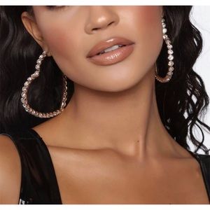 ❗️SOLD❗️HEART RHINESTONE Hoop Earrings